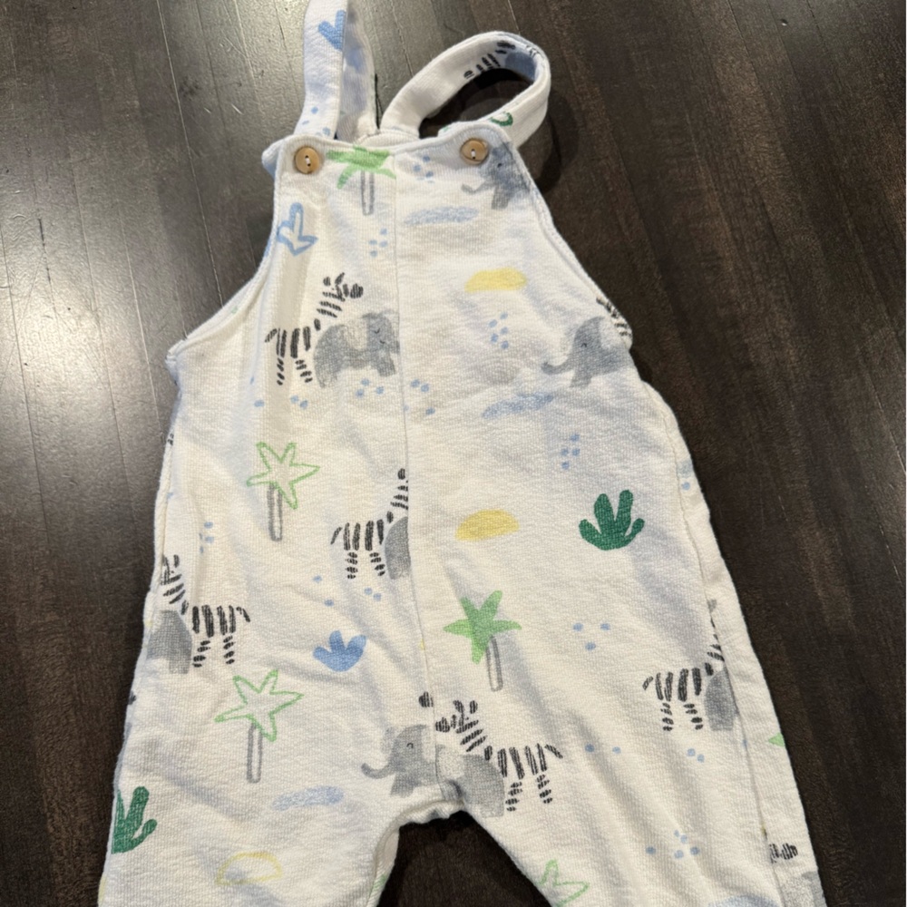 Zara Baby Overalls with Blue and Green Animal Prints Accents